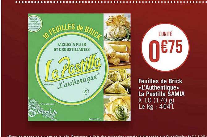 feuilles de brick "l'authentique" la pastille samia