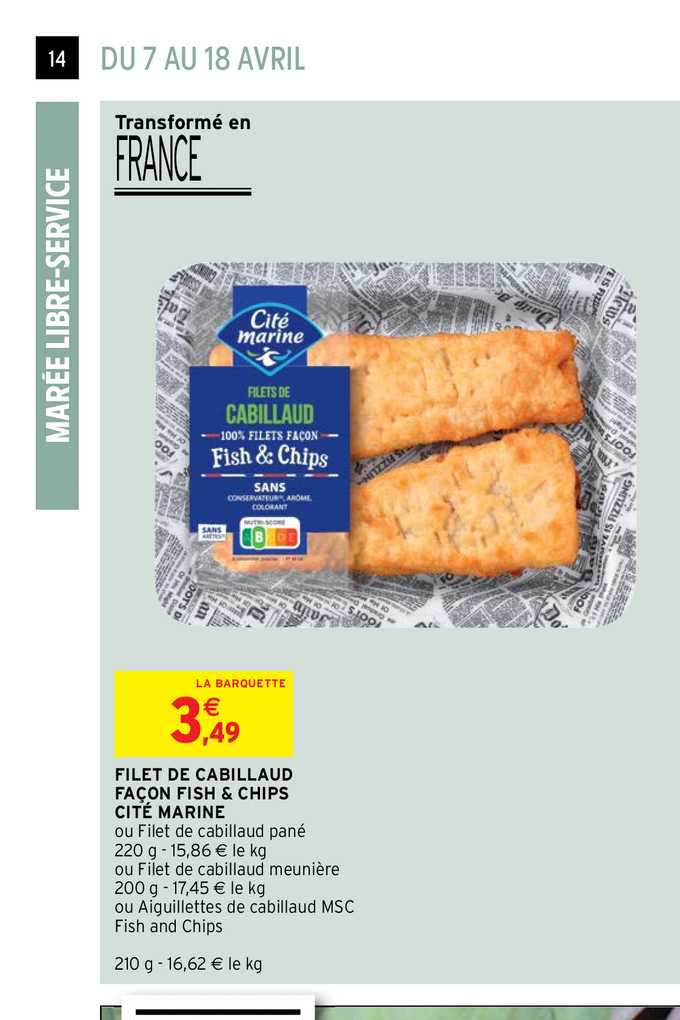 filet de cabillaud façon fish & chips cité marine