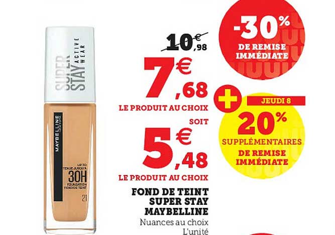 fond de teint super stay maybelline -30% de remise immédiate