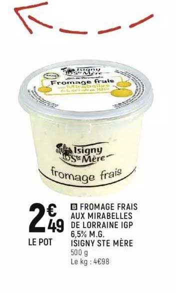 fromage frais aux mirabelles de lorraine igp 6.5% m.g. isigny ste mère