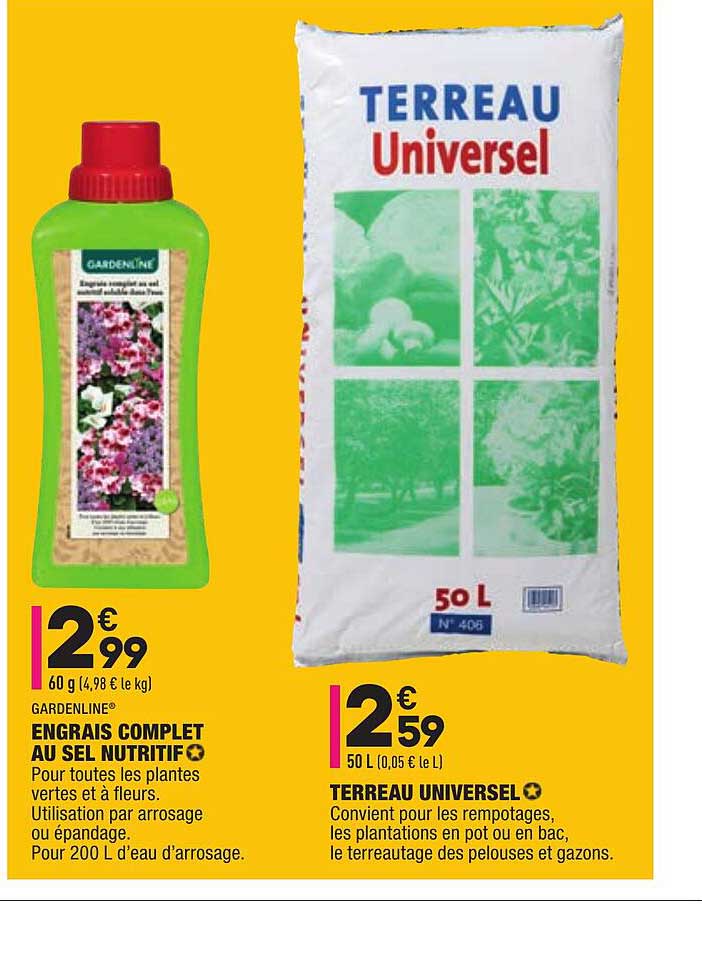 Gardenline Engrais Complet Au Sel Nutritif Terreau Universel