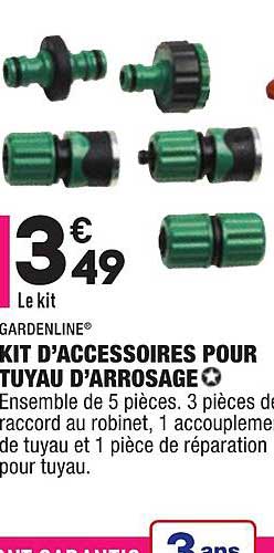 gardenline kit d'accessoires pour tuyau d'arrosage