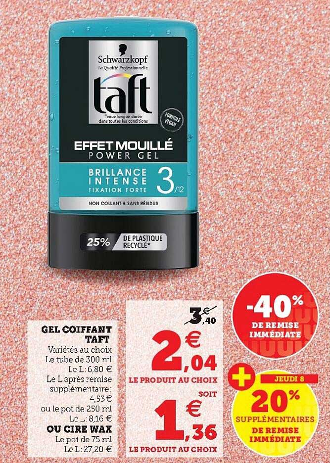 gel coiffant taft ou cire wax