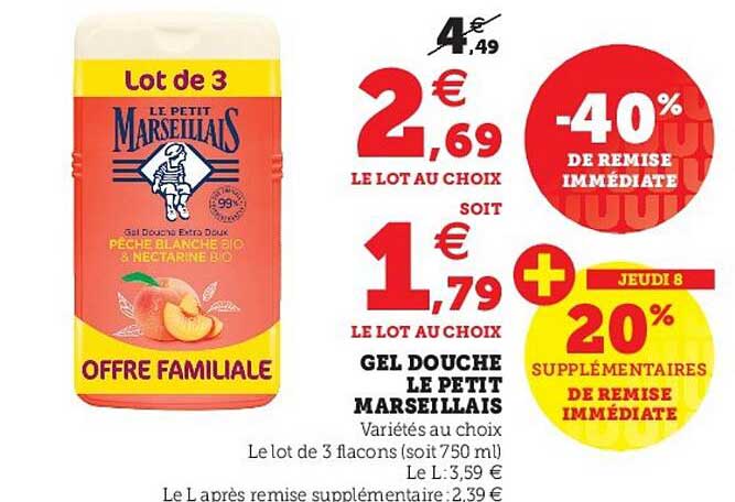 Gel Douche Le Petit Marseillais -40% De Remise Immédiate