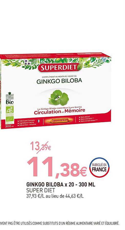 ginkgo biloba x20 - 300 ml super diet