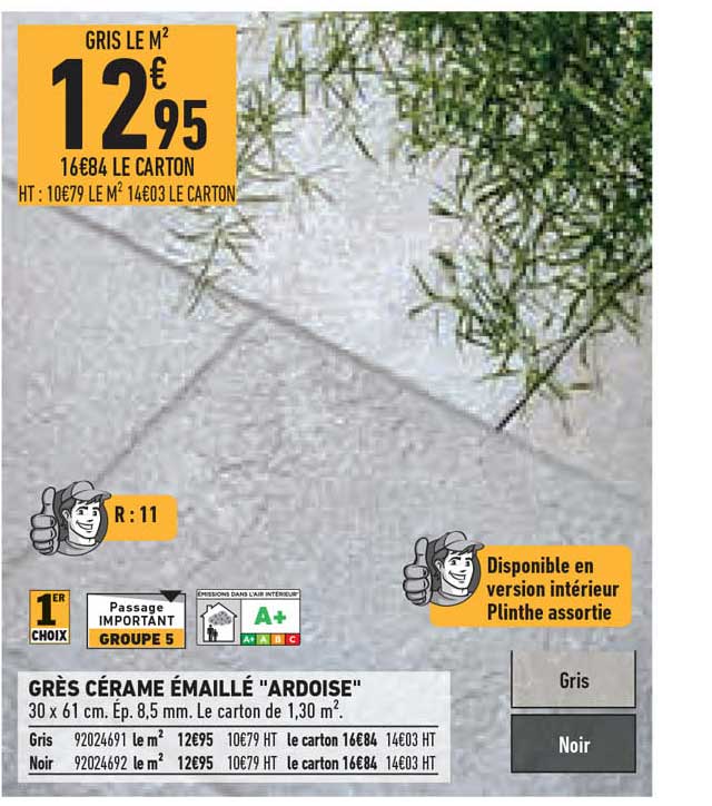 grès cérame émaillé " "ardoise"