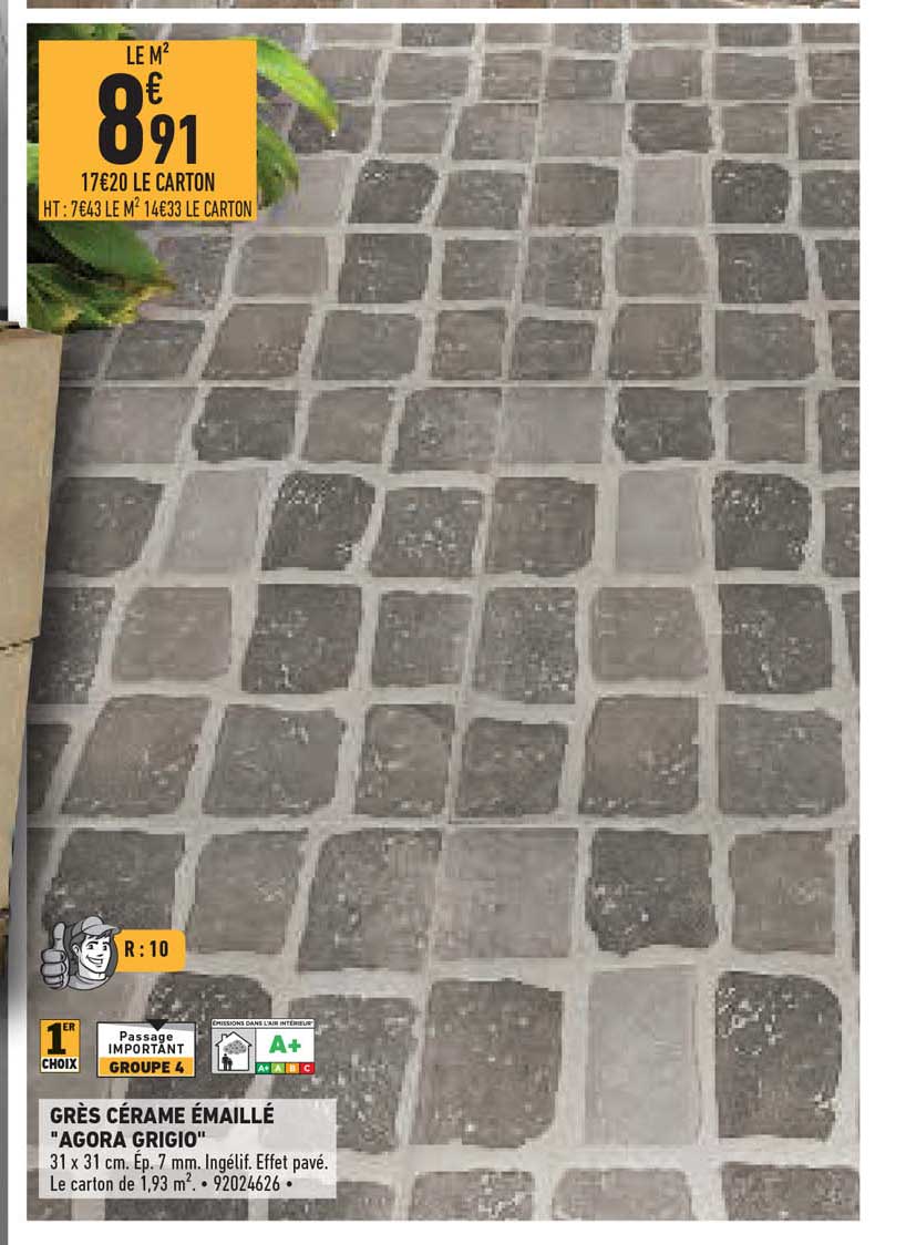 grès cérame émaillé "agora grigio"