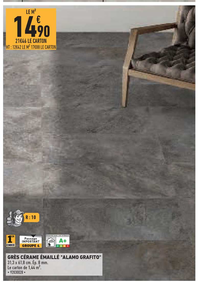 grès cérame émaillé "alamo grafito"