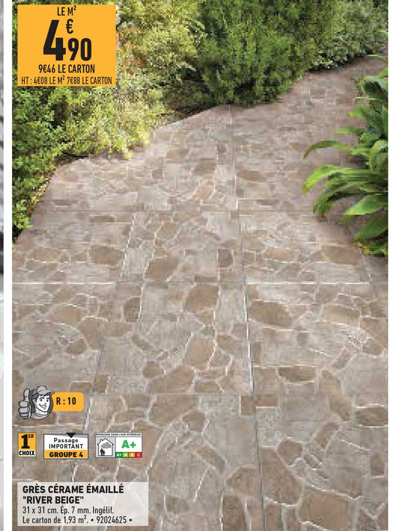 grès cérame émaillé "river beige"