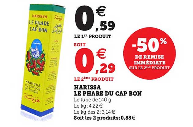 harissa le phare du cap bon -50% de remise immédiate sur le 2ème produit