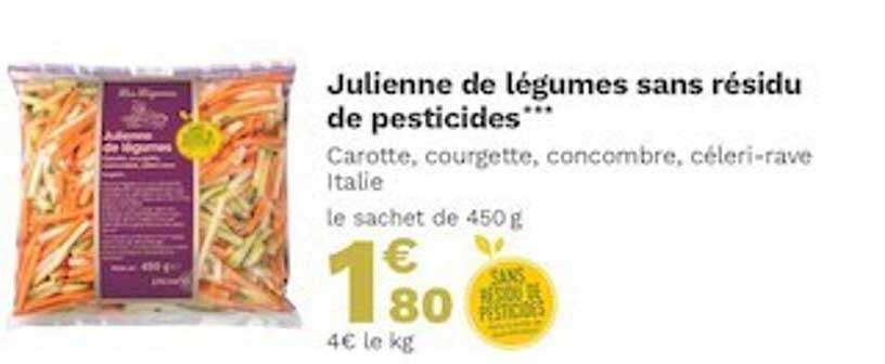 julienne de légumes sans résidu de pesticides