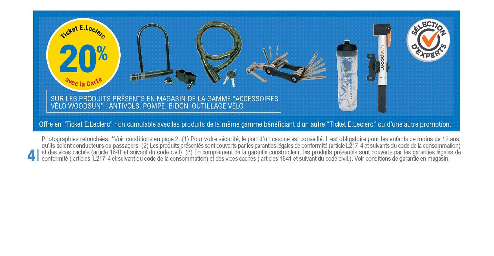 la gamme "accessoires vélo woodsun" : antivols, pompe, bidon, outillage vélo