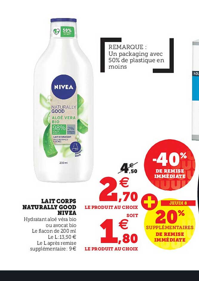 lait corps naturally good nivea -40% de remise immédiate