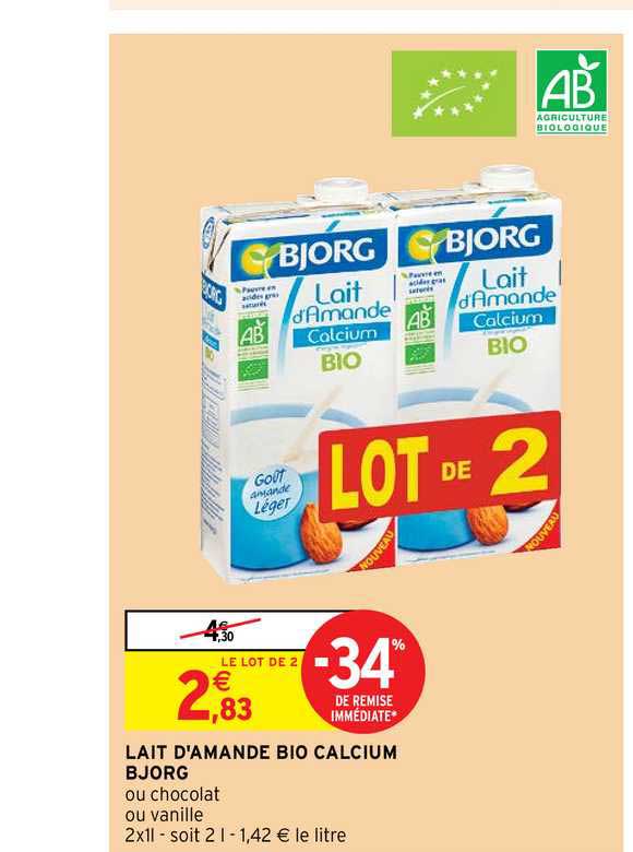 lait d'amande bio calcium bjorg