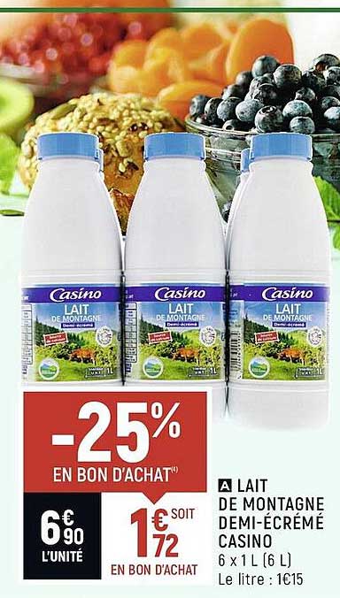 lait de montagne demi-écrémé casino