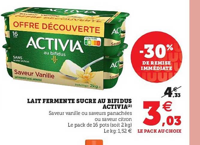 Lait Fermenté Sucré Au Bifidus Activia