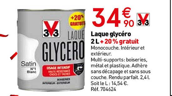 laque glycéro 2l +20% gratuit