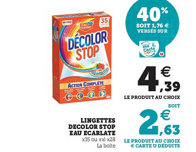 lingettes décolor stop eau écarlate