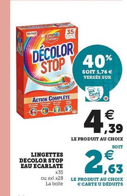 lingettes décolor stop eau écarlate