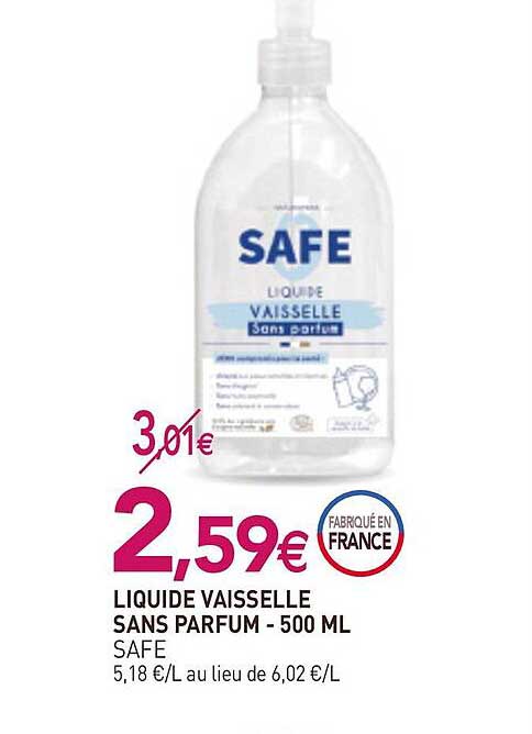 liquide vaisselle sans parfum - 500 ml safe