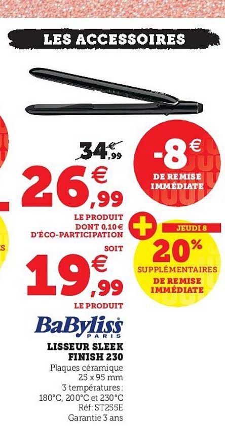 Lisseur Sleek Finish 230 Babyliss