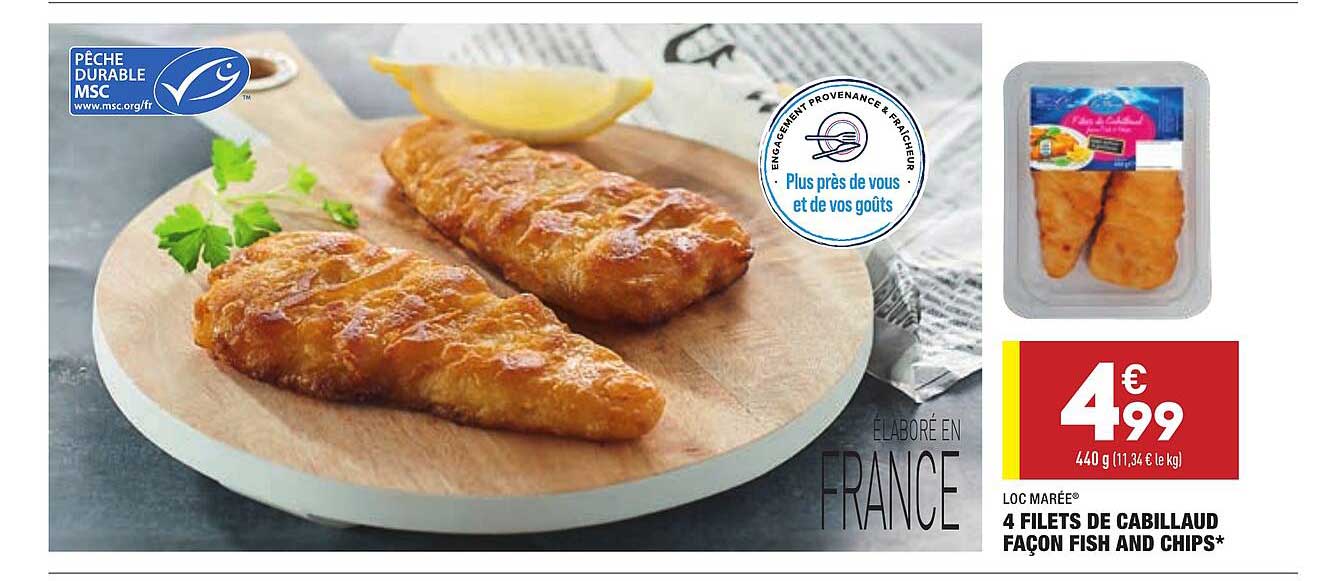 loc marée 4 filets de cabillaud façon fish and chips