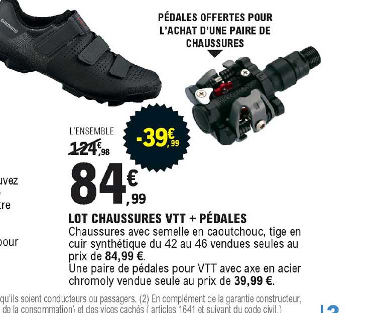 lot chaussures vtt + pédales