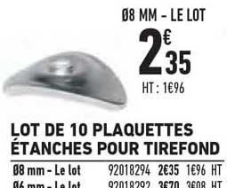 lot de 10 plaquettes étanches pour tirefond