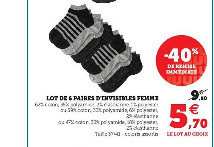 Lot De 6 Paires D'invisibles Femme