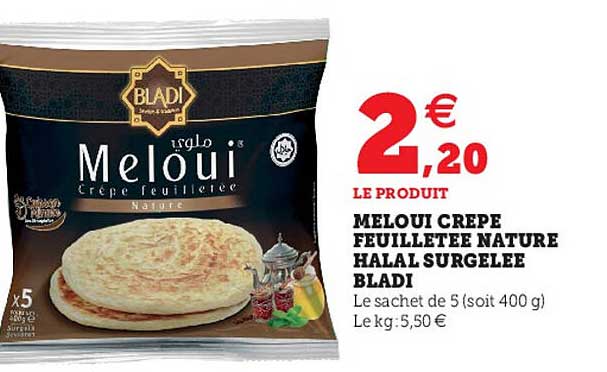 meloui crêpe feuilletée nature halal surgelée bladi