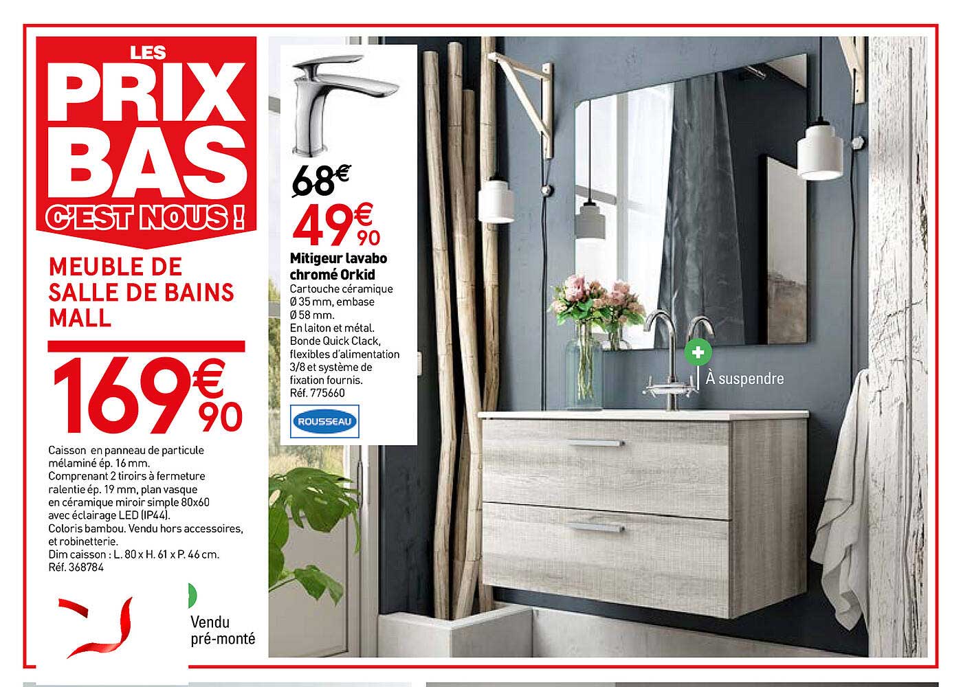 meuble de salle de bains mall mitigeur lavabo chromé orkid