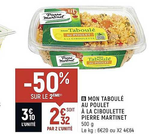 mon taboulé au poulet à la ciboulette pierre martinet -50% sur le 2ème