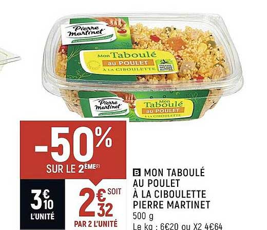 mon taboulé au poulet à la ciboulette pierre martinet -50% sur le 2ème
