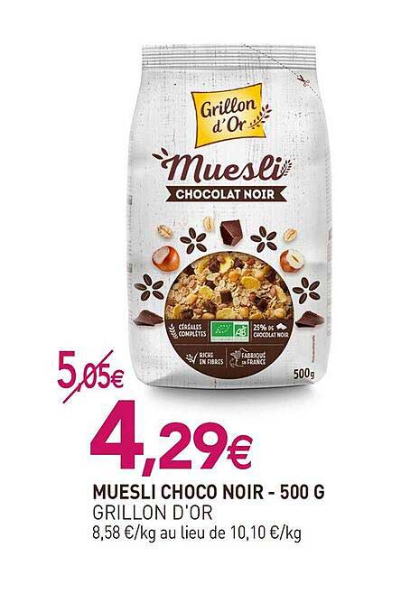 muesli choco noir - 500 g grillon d'or