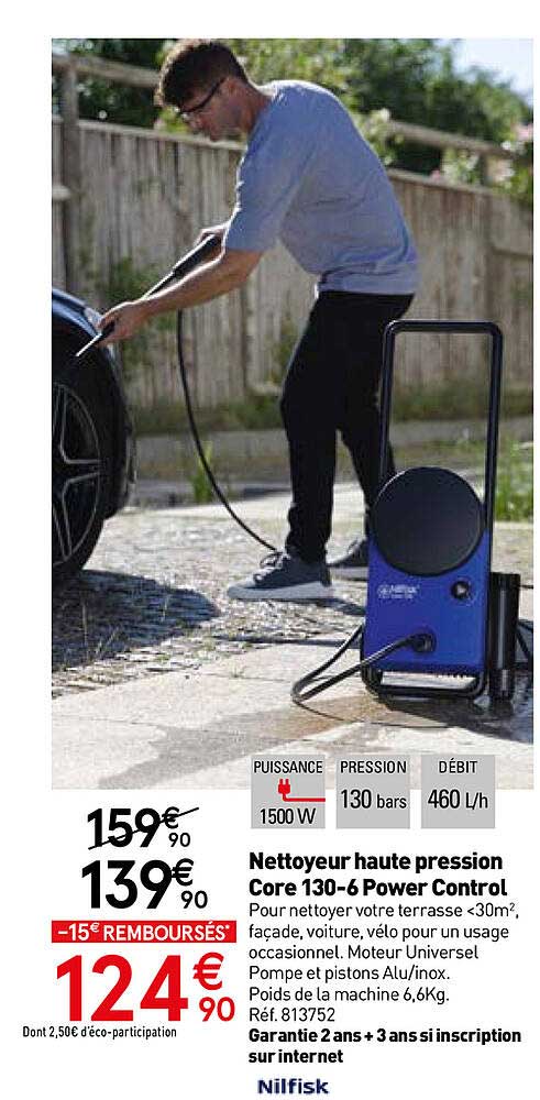 nettoyeur haute pression core 130-6 power control nilfisk