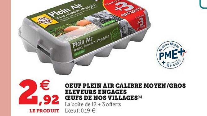 œuf plein air calibre moyen-gros éleveurs engagés œuf de nos villages