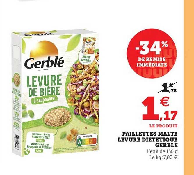 paillettes malte levure diététique gerblé