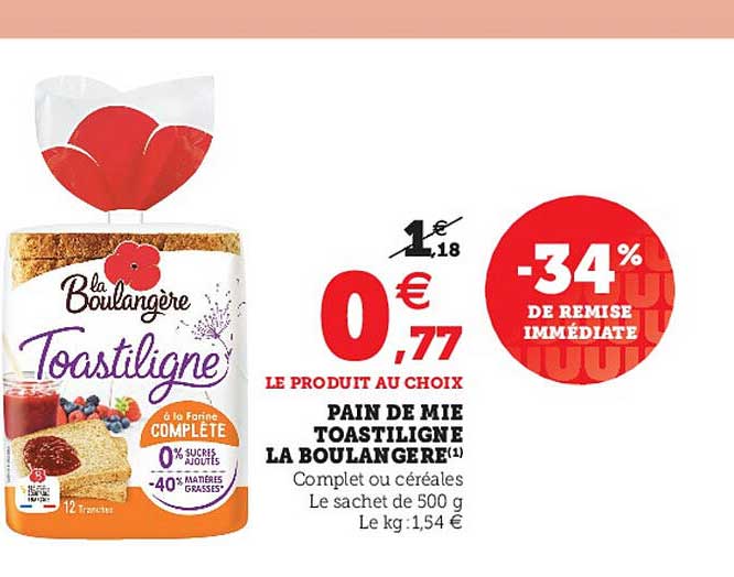 Pain De Mie Toastiligne La Boulangère -34% De Remise Immédiate