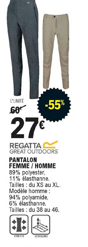 pantalon femme - homme regatta