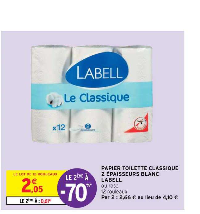 papier toilette classique 2 épaisseurs blanc labell
