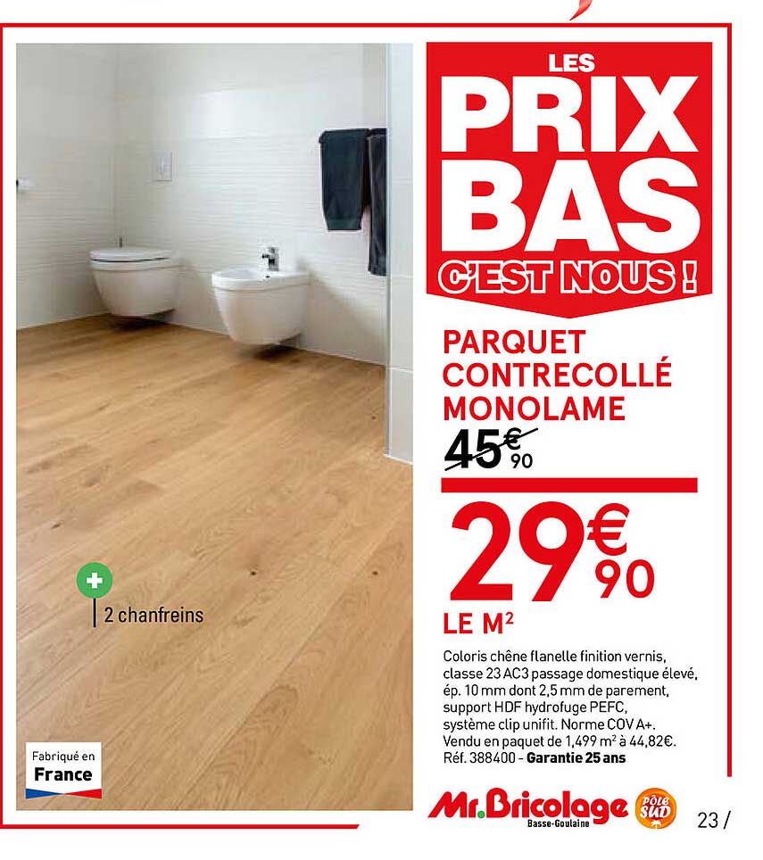 Parquet Contrecollé Monolame