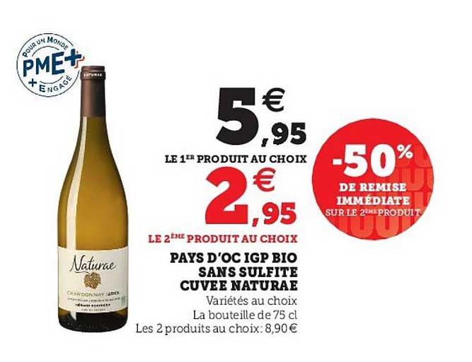 pays d'oc igp bio sans sulfite cuvée naturae