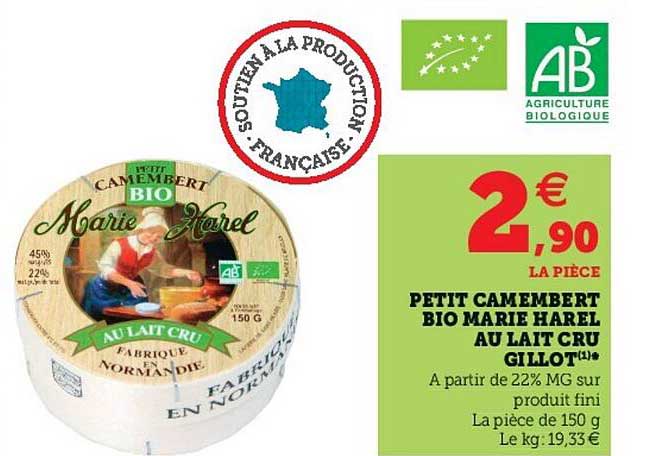 Petit Camembert Bio Marie Harel Au Lait Cru Gillot