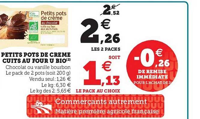 petits pots de crème cuits au four u bio
