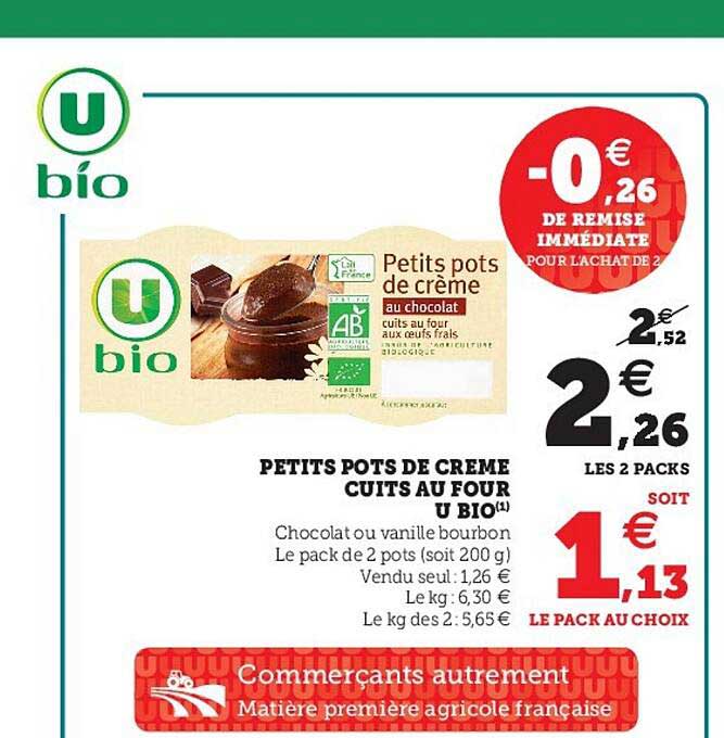 petits pots de crème cuits au four u bio