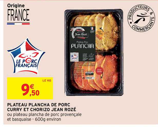 plateau plancha de porc curry et chorizo jean rozé