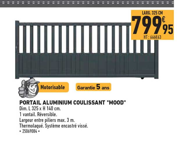 portail aluminium coulissant "mood"