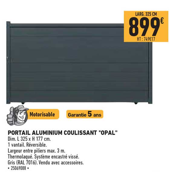 portail aluminium coulissant "opal"