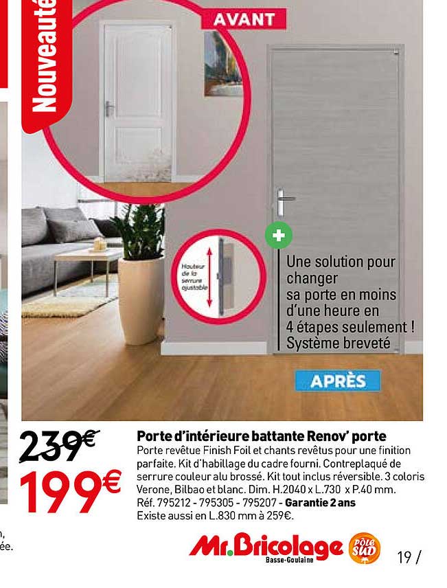 Porte D'intérieure Battante Renov'porte