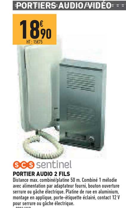 portier audio 2 fils scs sentinel